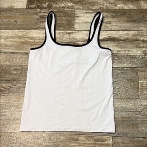 Athleta White Camisole with Black Trim
